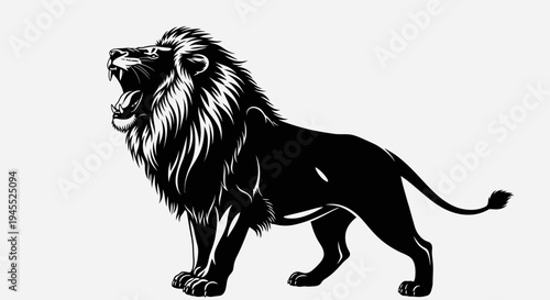 Majestic Lion Roaring Loudly in Striking Black and White.