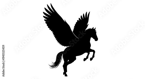 Majestic Pegasus Silhouette with Powerful Wings in Flight.