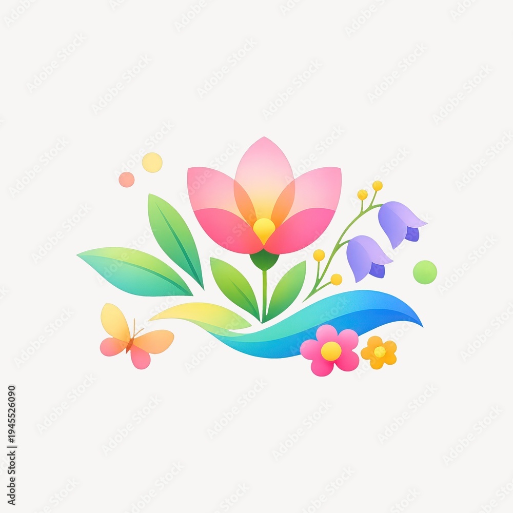 Fototapeta premium Colorful floral spring illustration.