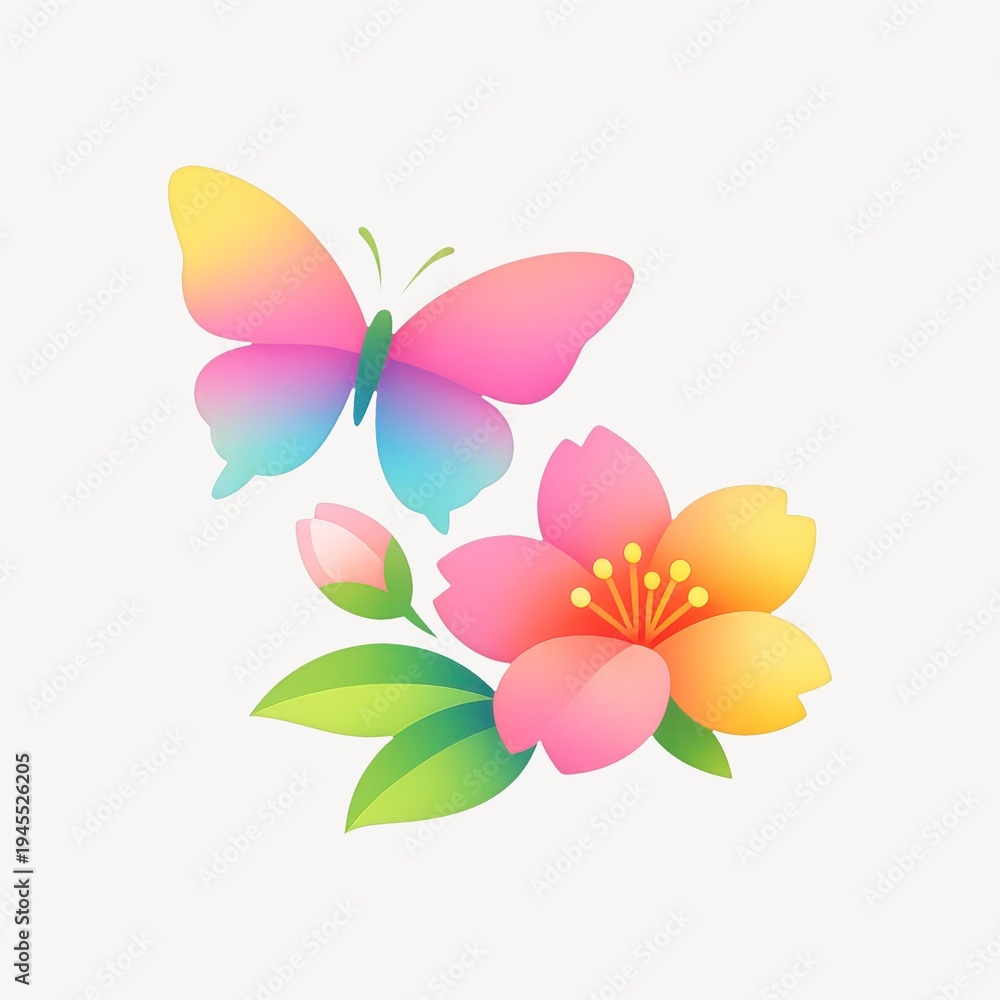 Fototapeta premium Colorful butterfly with blooming flower