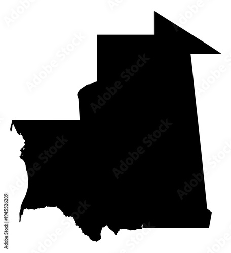 Mauritania black fill outline map vector graphic illustration geography silhouette shape national border design isolated transparent background political territory cartography atlas eps icon