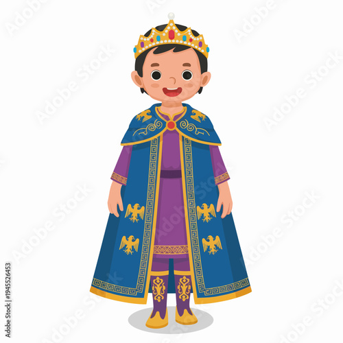 Cartoon of a Young Boy Dressed in a Royal King Outfit