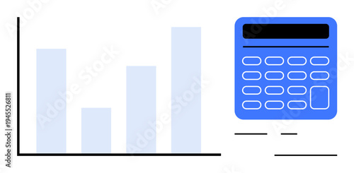 Financial planning, business analysis, accounting, data management, market research, budgeting. A bar chart and a calculator are . Financial planning and business analysis concept