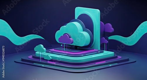 A futuristic cityscape with floating islands and towering structures