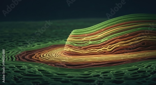 Abstract art depicting a colorful wave of energy flowing through a dark void