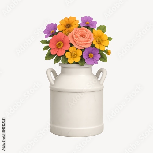 Colorful flowers in vintage vase.