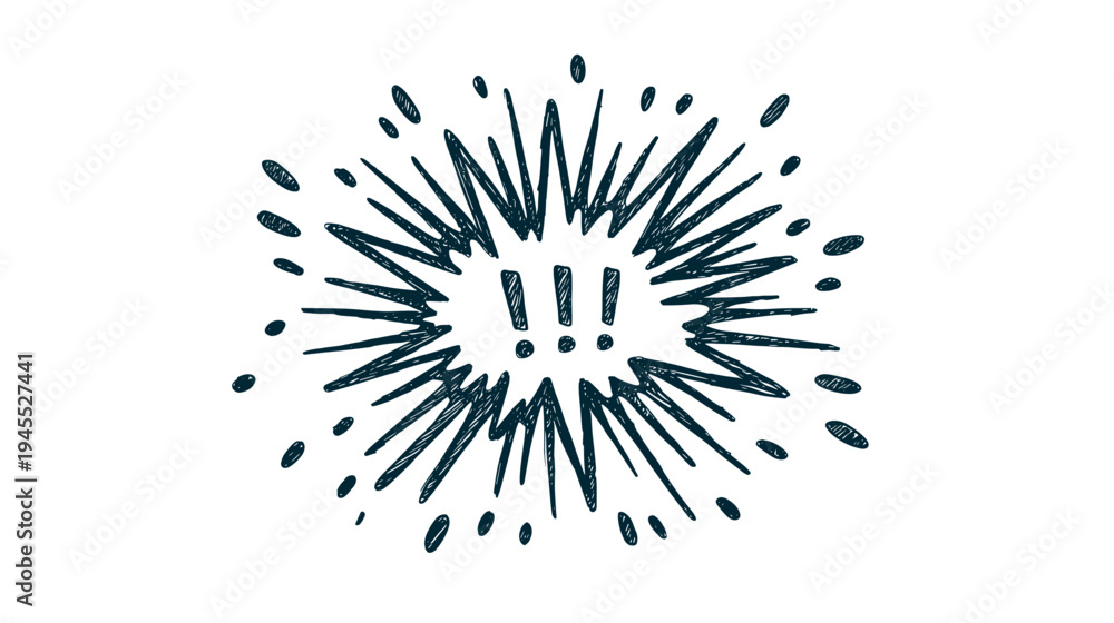 Fototapeta premium Vibrant Explosion Effect with Radiating Lines and Bold Exclamation Marks Symbolizing Dynamic Energy
