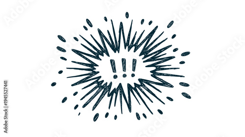 Vibrant Explosion Effect with Radiating Lines and Bold Exclamation Marks Symbolizing Dynamic Energy