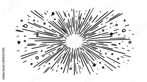 Vibrant Explosion Effect with Radiating Lines and Bold Exclamation Marks Symbolizing Dynamic Energy