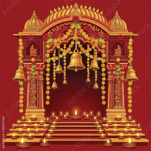 Golden Temple Entrance With Bells.