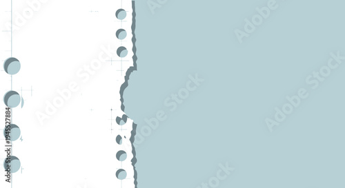 A light blue background with white paper and holes appears torn revealing edge