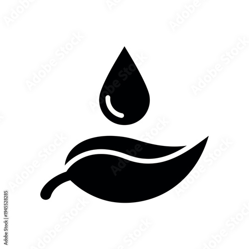 Leaf with Water Drop Icon.