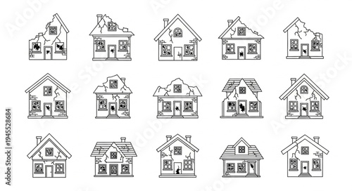 Collection of Hand-Drawn House Sketches in Varied Styles.