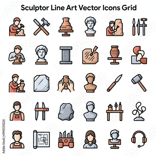 Sculptor Creating Statue in Workshop Artistic Sculpture Craft and Creative Process