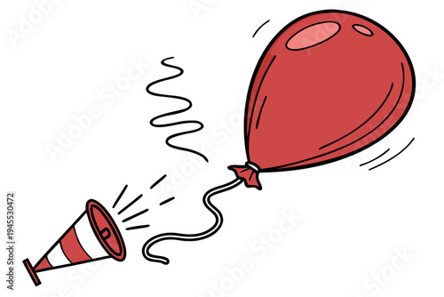 Vector Art of a Deflated Pinkish-Red Balloon