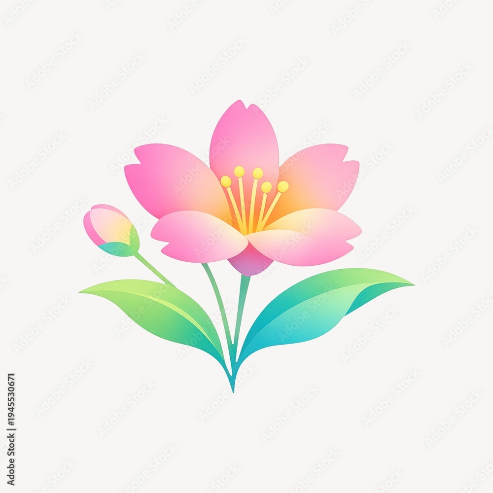 Naklejka premium Vibrant gradient flower illustration
