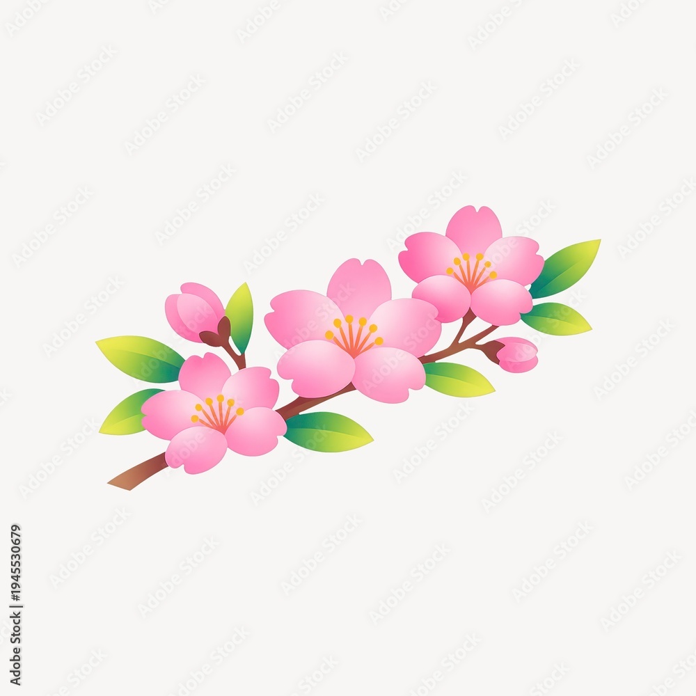 Fototapeta premium Elegant cherry blossom branch illustration.