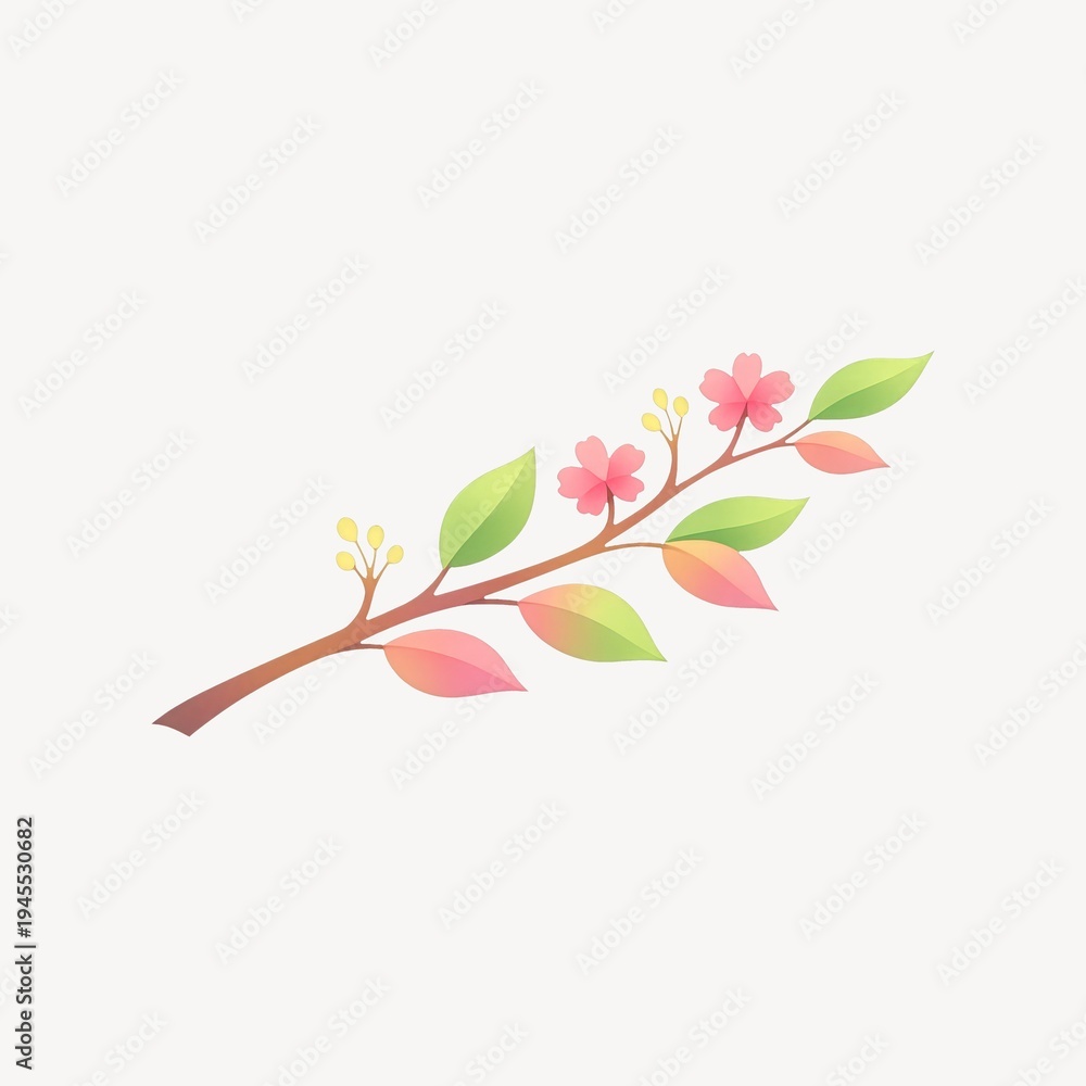 Fototapeta premium Colorful floral branch illustration