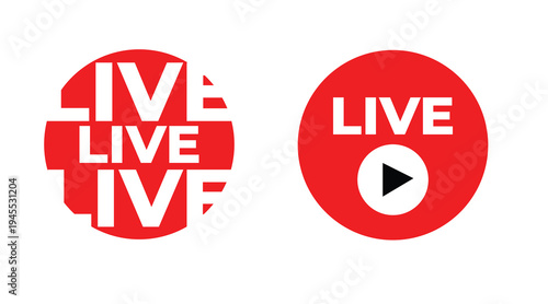 LIVE Streaming Icon Red Play Button – Live Broadcast Video Stream Symbol