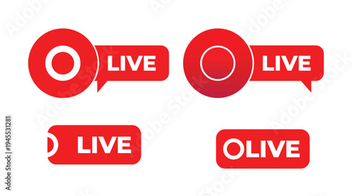 LIVE Badge Icon Red Live Streaming Label – Broadcast Live Video Button Set