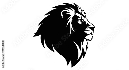 Black Lion Head Silhouette Profile - Fierce Animal Symbol