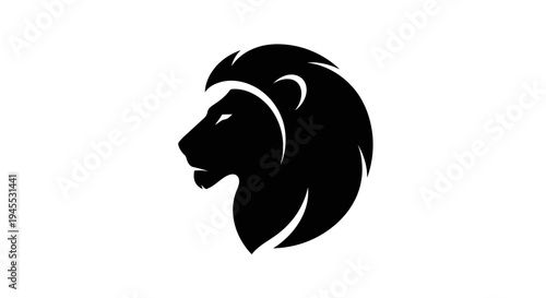 Black Lion Head Silhouette Logo Icon on White Background