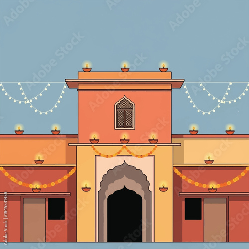 Traditional Indian Building Architecture Design.