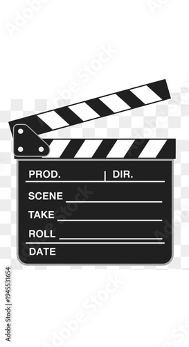 Black movie clapper board closeup.