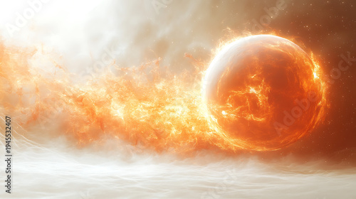 Photorealistic scene of stellar radiation energizing a young planet’s surface during formation white background 