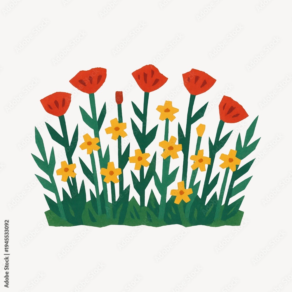 Fototapeta premium Vibrant floral garden illustration