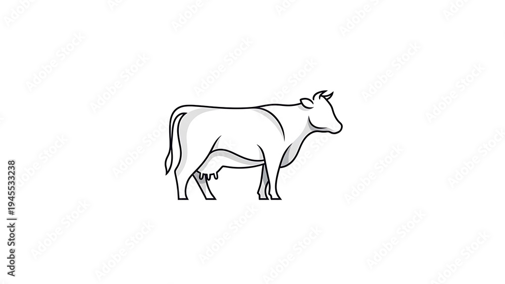 Fototapeta premium Line art cow illustration