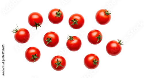 фотографія Fresh red cherry tomatoes isolated PNG, vibrant and juicy vegetables on transpar