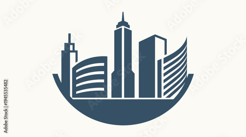 Cityscape illustration features a stylized skyline with modern buildings and towers.