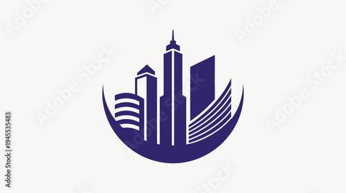 City skyline showcases sleek skyscrapers and modern architecture in urban landscape