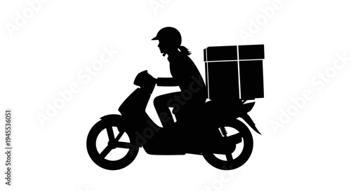 Delivery rider on a motorcycle.