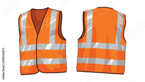 Essential orange high-visibility personal protective equipment vest, showcasing both front and rear perspectives, crucial for ensuring workplace