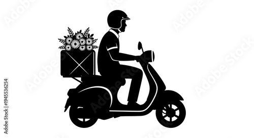 Delivery rider on a scooter.