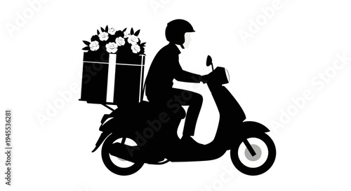 Delivery rider on a scooter.