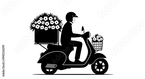 Delivery rider on a scooter.