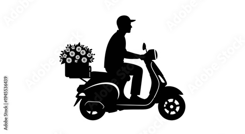 Man Riding a Delivery Scooter.