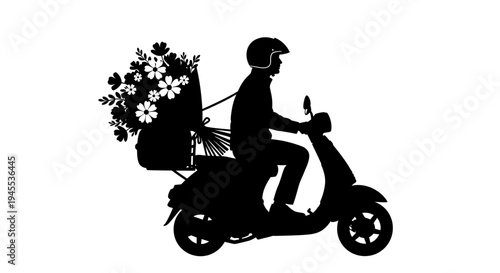 Man Riding a Delivery Motor Scooter.
