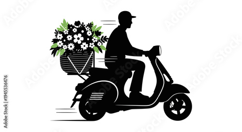 Man Riding a Delivery Scooter Bike.