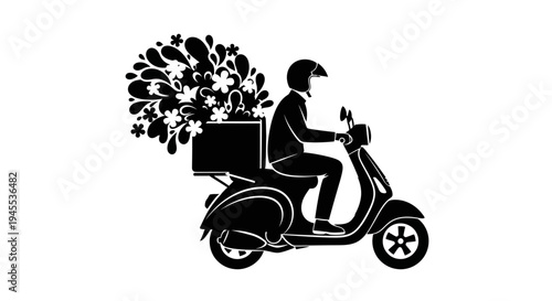 Man Riding a Delivery Scooter Outdoors.