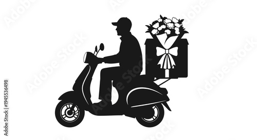 Man Riding a Delivery Scooter.