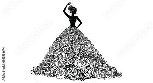 Vector illustration of woman in floral dress