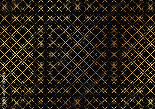 Luxury geometric abstract background with golden rhombuses mosaic. Premium seamless pattern with glitter