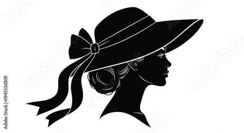 Vector silhouette of woman wearing hat