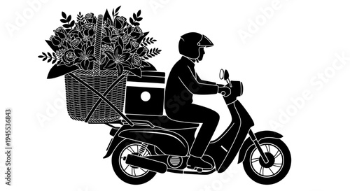 Man Riding Motorcycle with Plants.