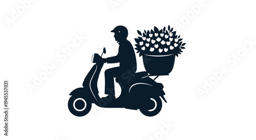 Man Riding Scooter with Flower Cargo.
