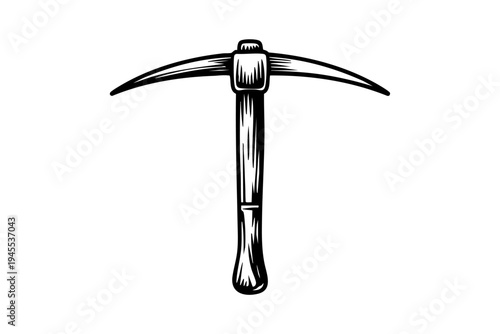 Pickaxe vintage engraving illustration black and white drawing